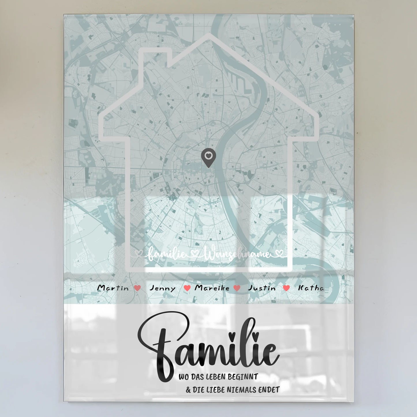 Personalisiertes Acrylglas Bild Familie Stadtkarte Wo Das Leben Beginnt