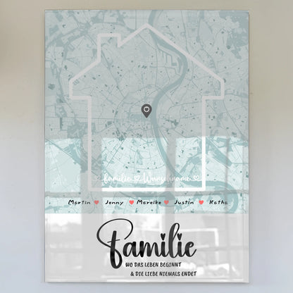 Personalisiertes Acrylglas Bild Familie Stadtkarte Wo Das Leben Beginnt