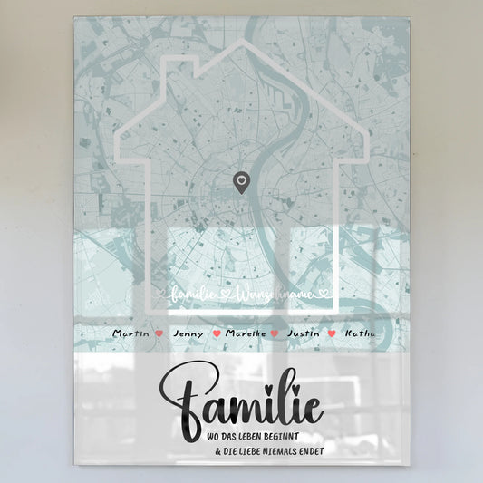 Personalisiertes Acrylglas Bild Familie Stadtkarte Wo Das Leben Beginnt