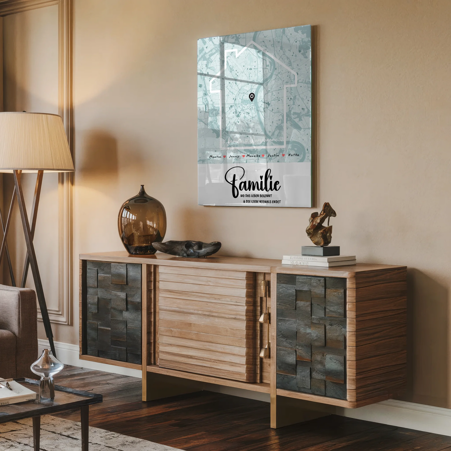 Personalisiertes Acrylglas Bild Familie Stadtkarte Wo Das Leben Beginnt