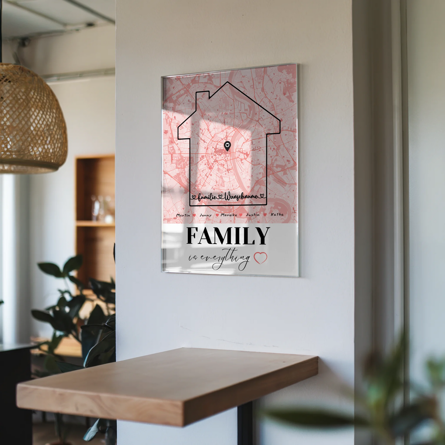 Personalisiertes Acrylglas Bild Familie Stadtkarte Family Is Everything mit Nachname