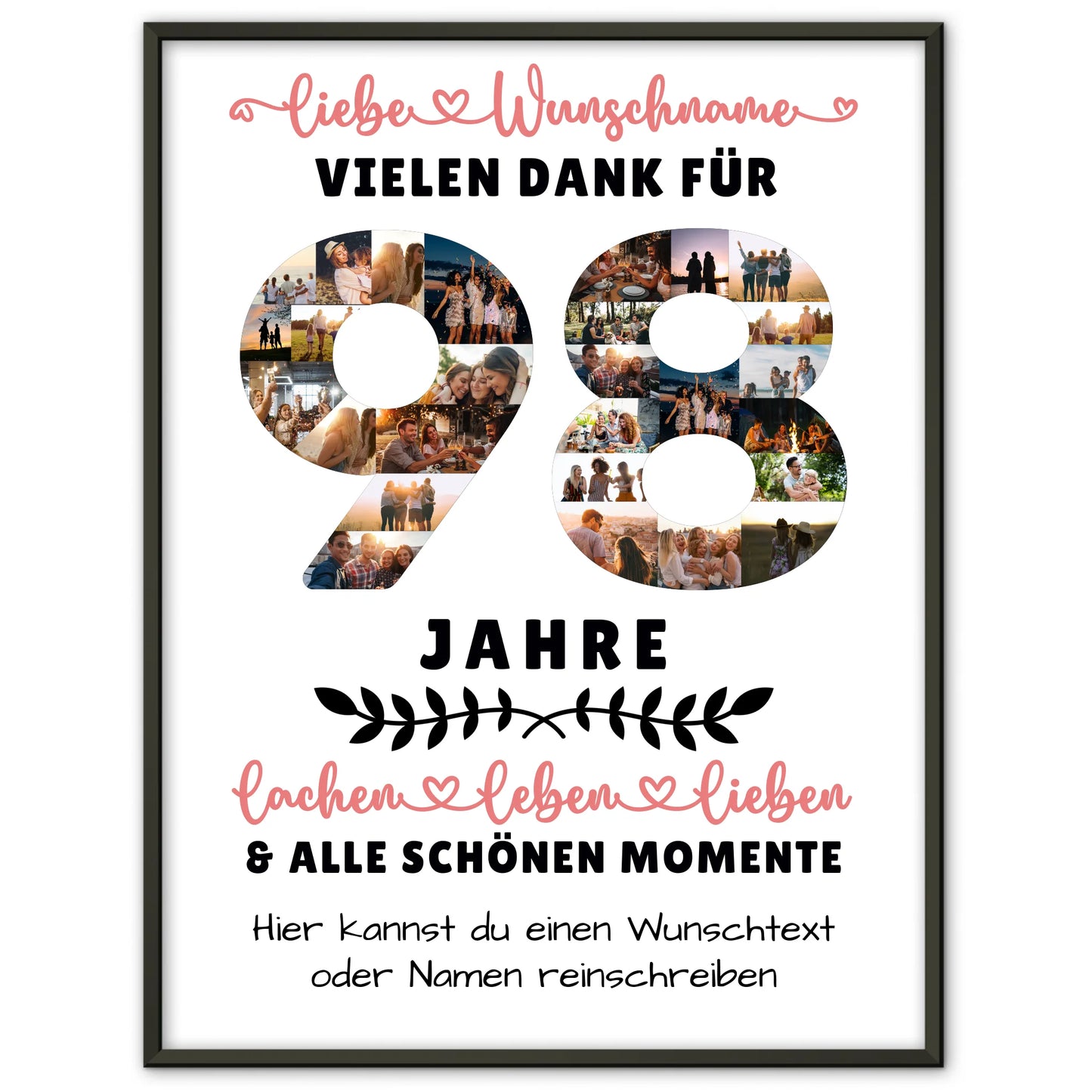 Personalisiertes Poster 98 Geburtstag Für Oma Opa Papa & Mama