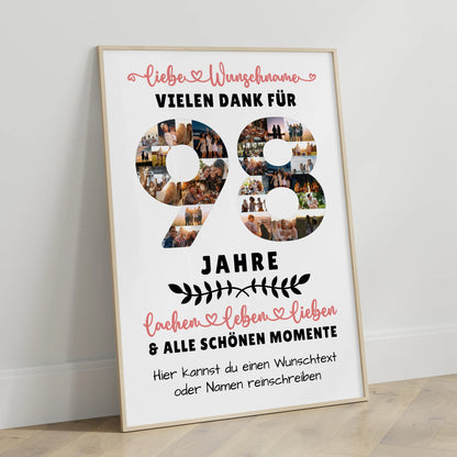Personalisiertes Poster 98 Geburtstag Für Oma Opa Papa & Mama