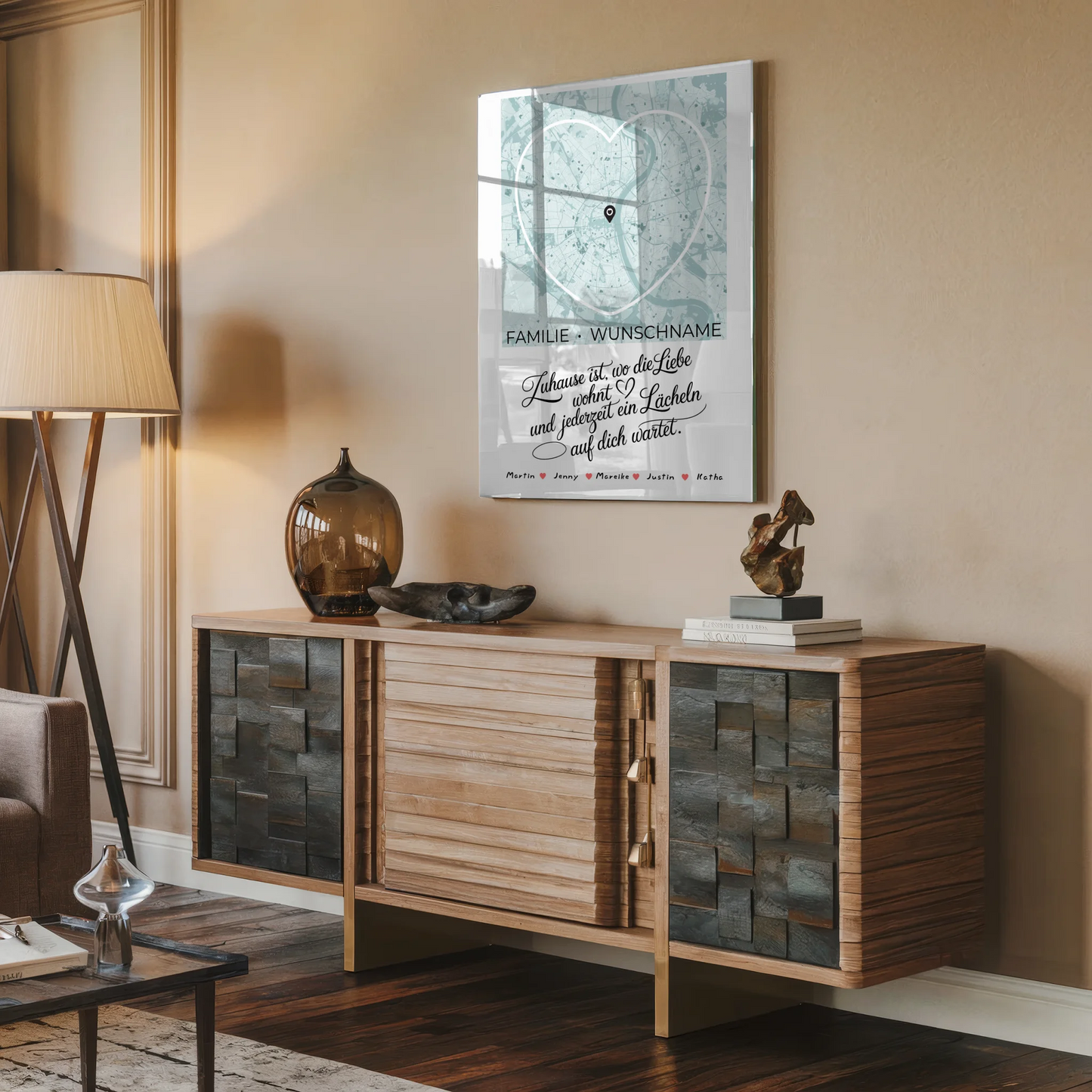 Personalisiertes Acrylglas Bild Familie Stadtkarte Zuhause Ist Herzform