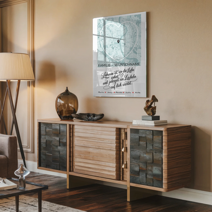 Personalisiertes Acrylglas Bild Familie Stadtkarte Zuhause Ist Herzform