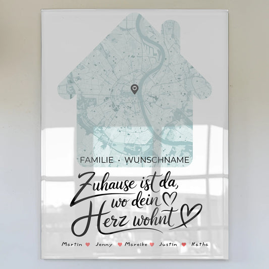 Personalisiertes Acrylglas Bild Familien Stadtkarte Zuhause Ist Da