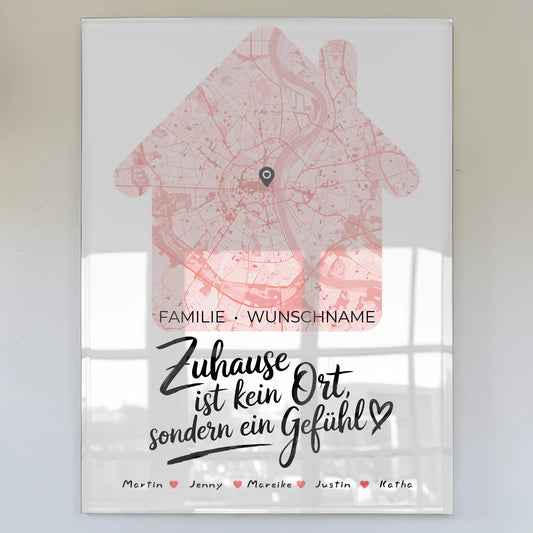 Personalisiertes Acrylglas Bild Stadtkarte Zuhause Gefühl Familien