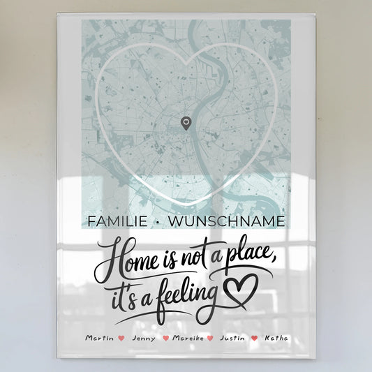 Personalisiertes Acrylglas Bild Spruch Familie Stadtkarte Herzform