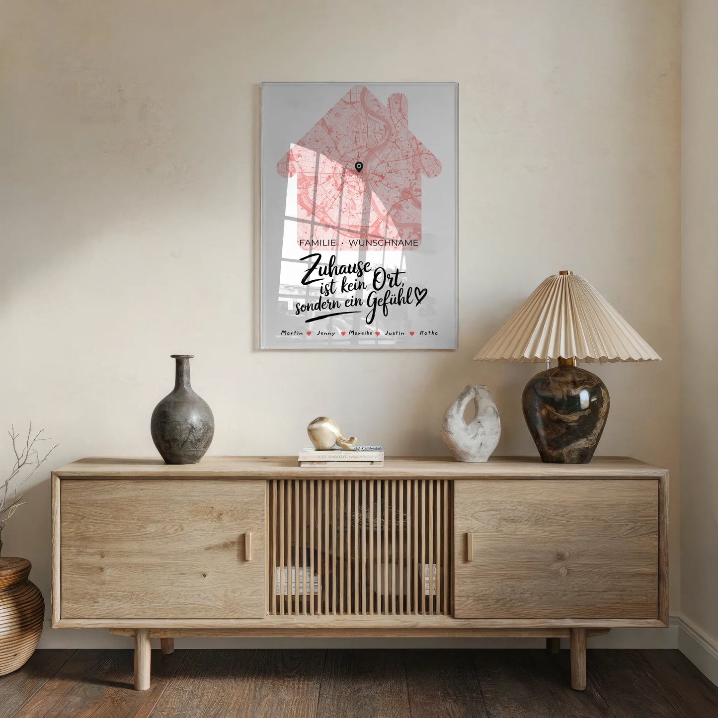 Personalisiertes Acrylglas Bild Stadtkarte Zuhause Gefühl Familien