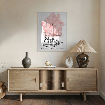 Personalisiertes Acrylglas Bild Stadtkarte Zuhause Gefühl Familien