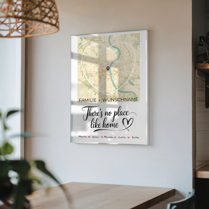 Personalisiertes Acrylglas Bild Familie Stadtkarte There Is No Place Like Home