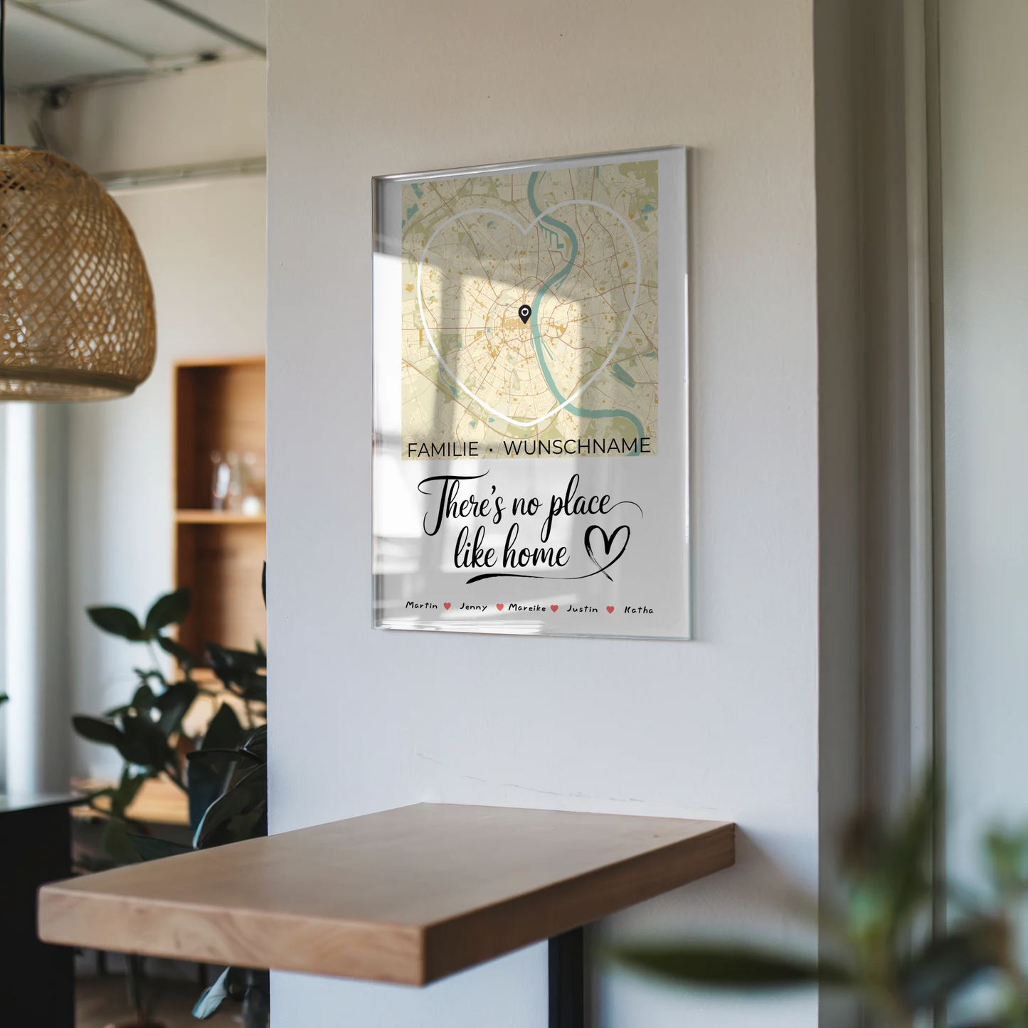 Personalisiertes Acrylglas Bild Familie Stadtkarte There Is No Place Like Home