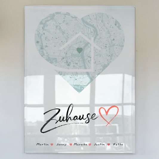 Personalisiertes Acrylglas Bild Stadtkarte Familien Zuhause Herzform