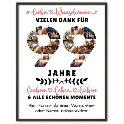 Personalisiertes Poster 99 Geburtstag Für Opa Oma Papa & Mama