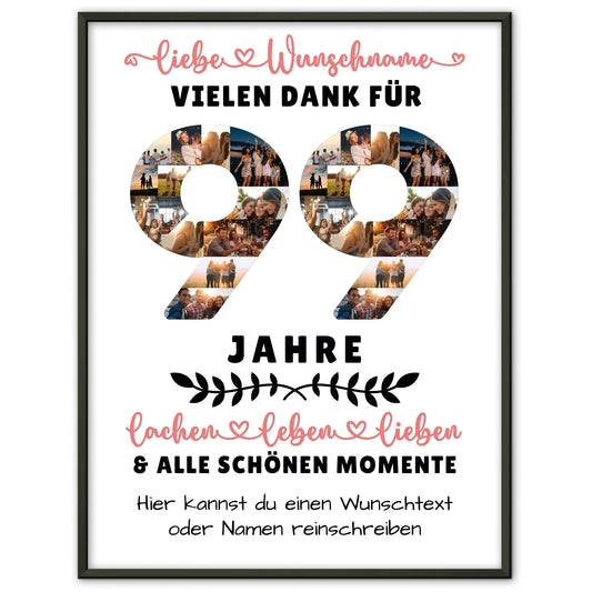 Personalisiertes Poster 99 Geburtstag Für Opa Oma Papa & Mama
