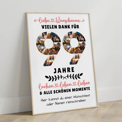 Personalisiertes Poster 99 Geburtstag Für Opa Oma Papa & Mama