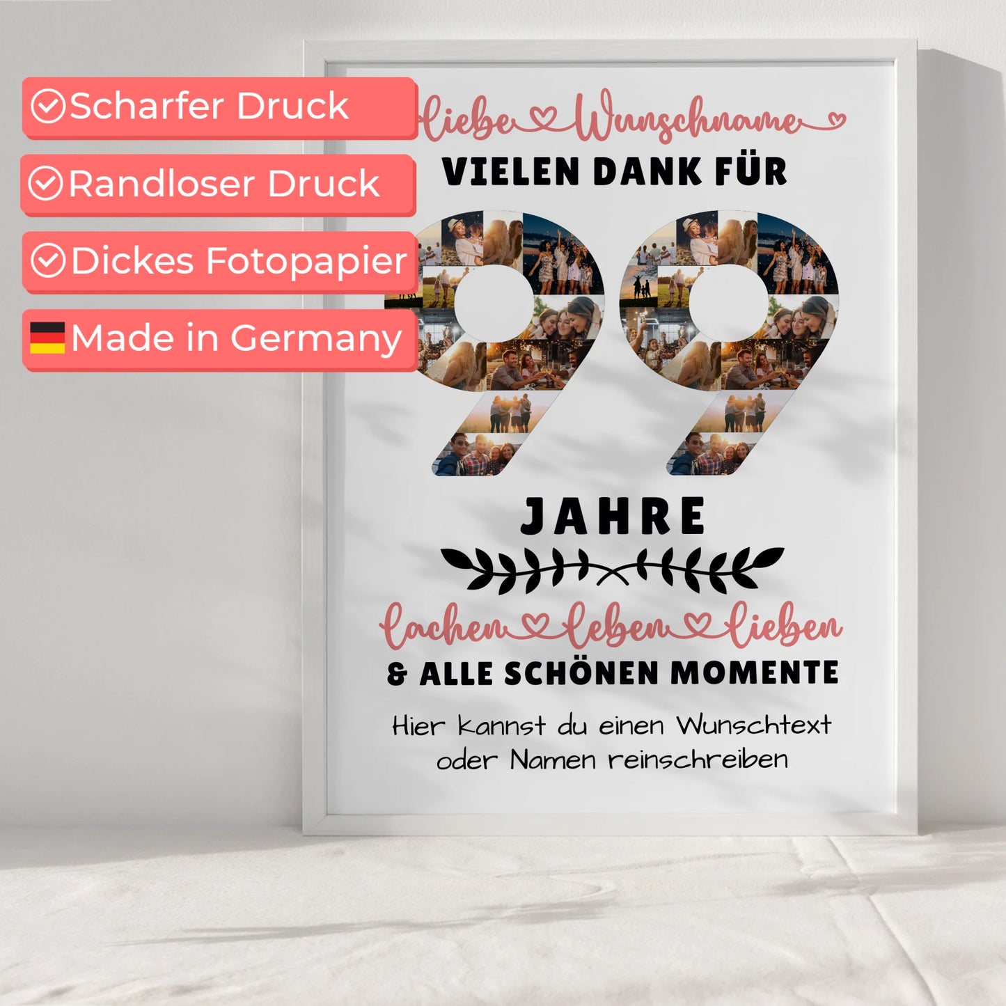 Personalisiertes Poster 99 Geburtstag Für Opa Oma Papa & Mama