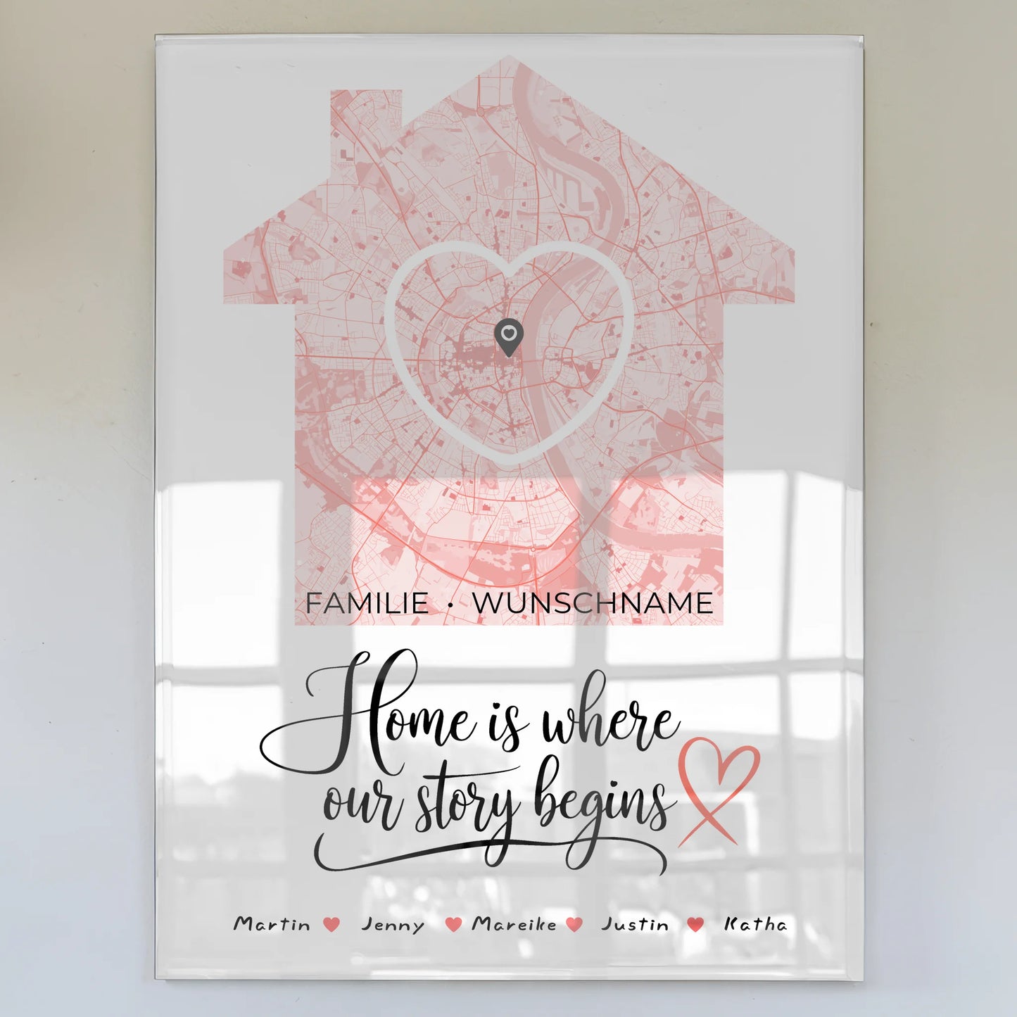 Personalisiertes Acrylglas Bild Familien Stadtkarte Where Our Story Begins