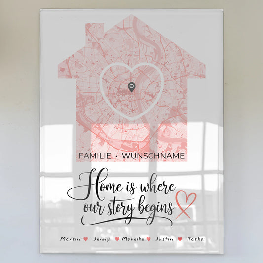 Personalisiertes Acrylglas Bild Familien Stadtkarte Where Our Story Begins