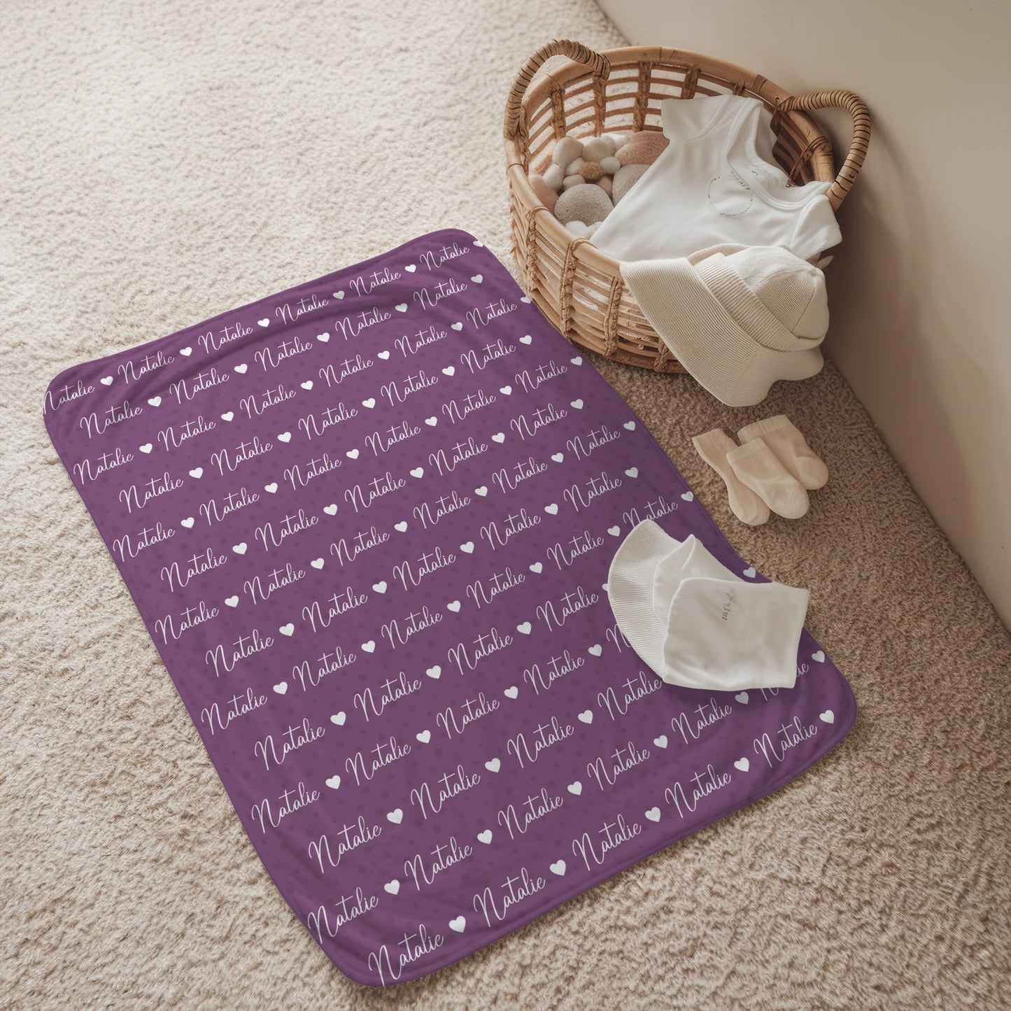 Babydecke Babykuscheldecke Mit Namen Rotlila