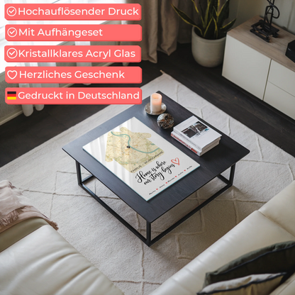 Personalisiertes Acrylglas Bild Stadtkarte Familien mit Nachname