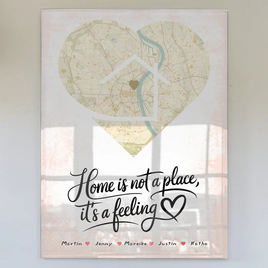 Personalisiertes Acrylglas Bild Familie Stadtkarte Herz Form Is A Feeling