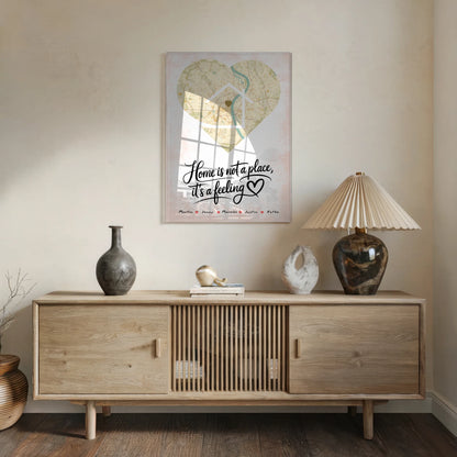 Personalisiertes Acrylglas Bild Familie Stadtkarte Herz Form Is A Feeling