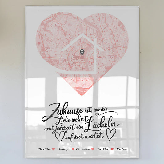 Personalisiertes Acrylglas Bild Stadtkarte Zuhause Ist Familie Herzform
