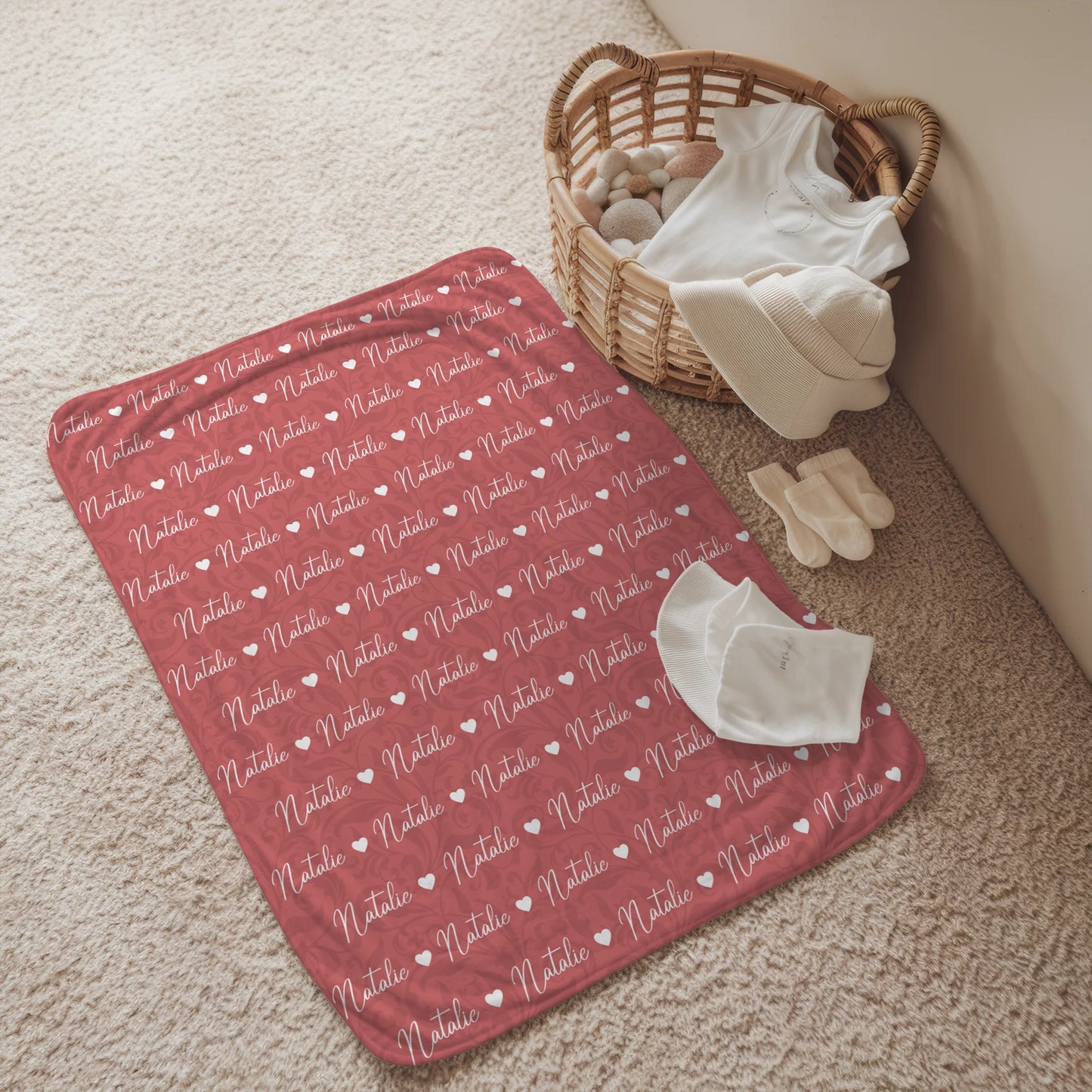 Personalisierte Babydecke Mit Namen Altrosa