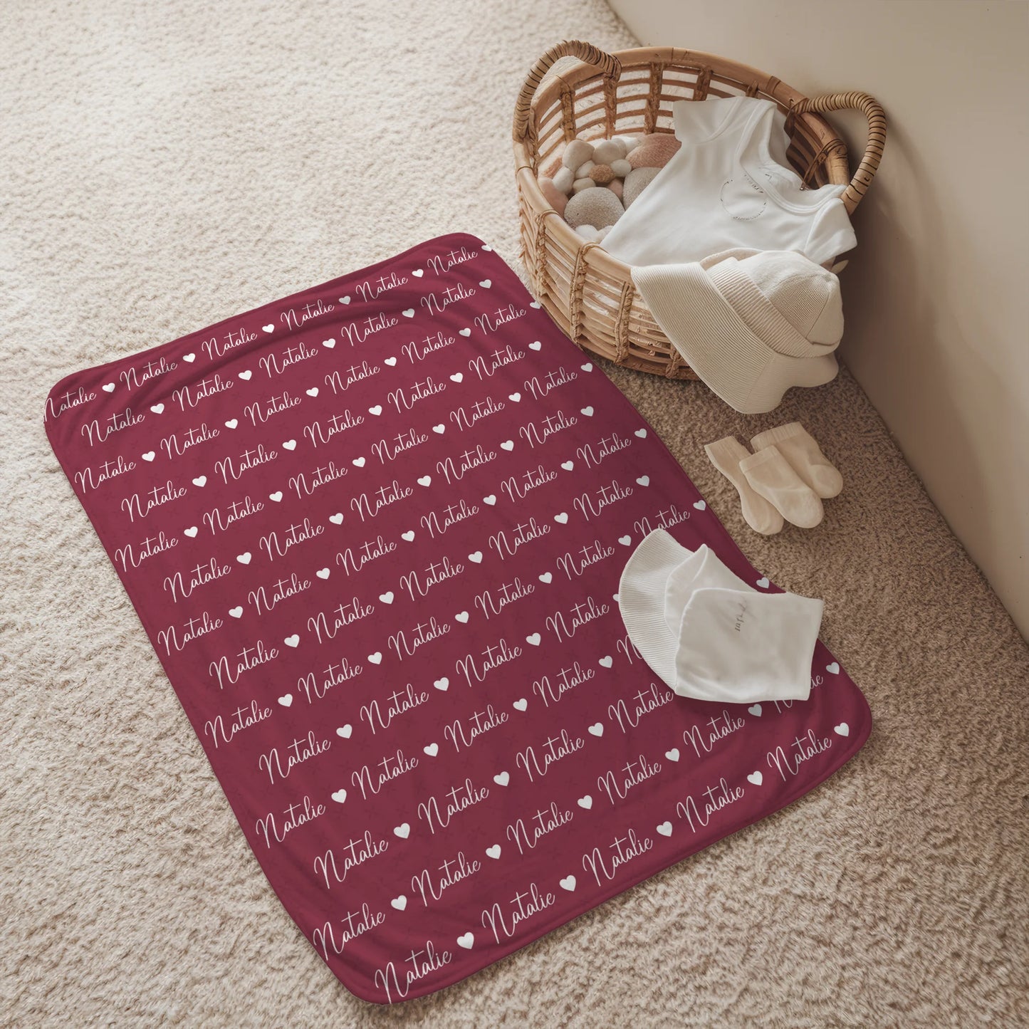 Personalisierte Kinderdecke Kuscheldecke Mit Namen Rotviolett