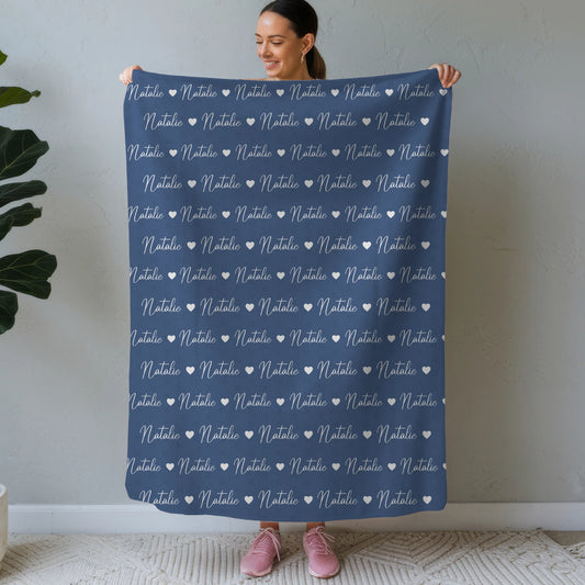 Personalisierte Kuscheldecke Mit Namen Kinderdecke Fernblau