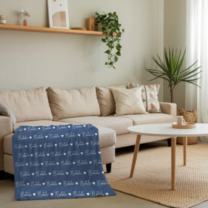 Personalisierte Kuscheldecke Mit Namen Kinderdecke Fernblau