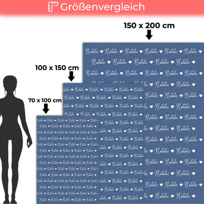 Personalisierte Kuscheldecke Mit Namen Kinderdecke Fernblau