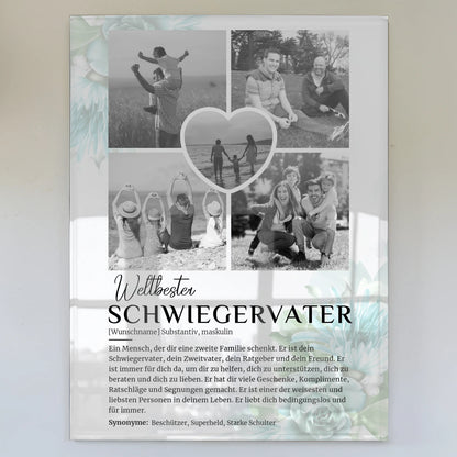 Personalisiertes Acrylglas Bild Schwiegervater 5 Fotos Black & White