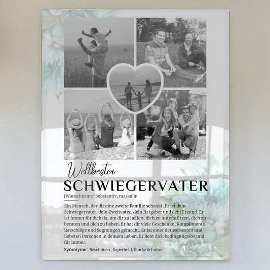 Personalisiertes Acrylglas Bild Schwiegervater 5 Fotos Black & White