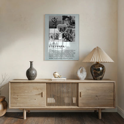 Personalisiertes Acrylglas Bild Definition Stiefpapa mit 5 Fotos Black & White