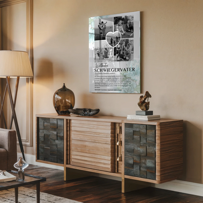 Personalisiertes Acrylglas Bild Schwiegervater 5 Fotos Black & White