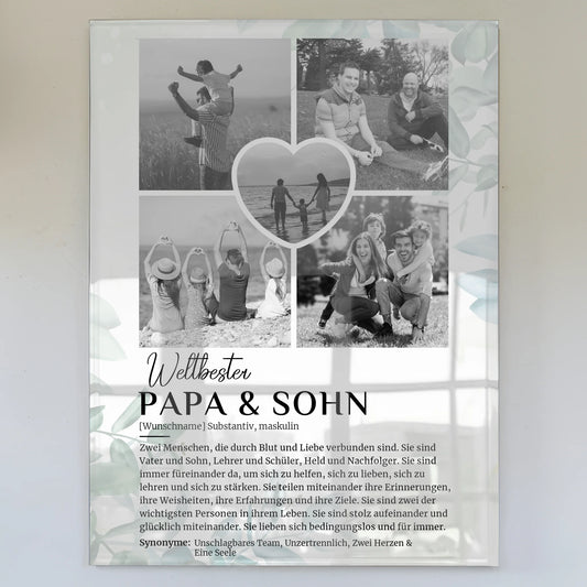 Personalisiertes Acrylglas Bild Definition Papa Sohn 5 Fotos Schwarz Weiß