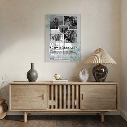 Personalisiertes Acrylglas Bild Schwiegervater 5 Fotos Black & White