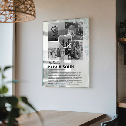 Personalisiertes Acrylglas Bild Definition Papa Sohn 5 Fotos Schwarz Weiß