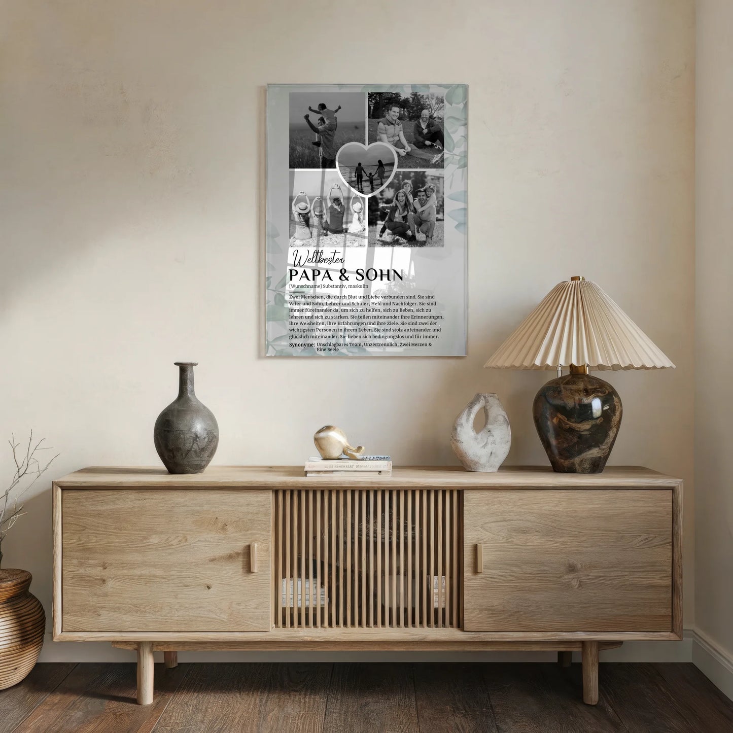 Personalisiertes Acrylglas Bild Definition Papa Sohn 5 Fotos Schwarz Weiß