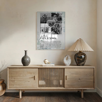 Personalisiertes Acrylglas Bild Definition Papa Sohn 5 Fotos Schwarz Weiß