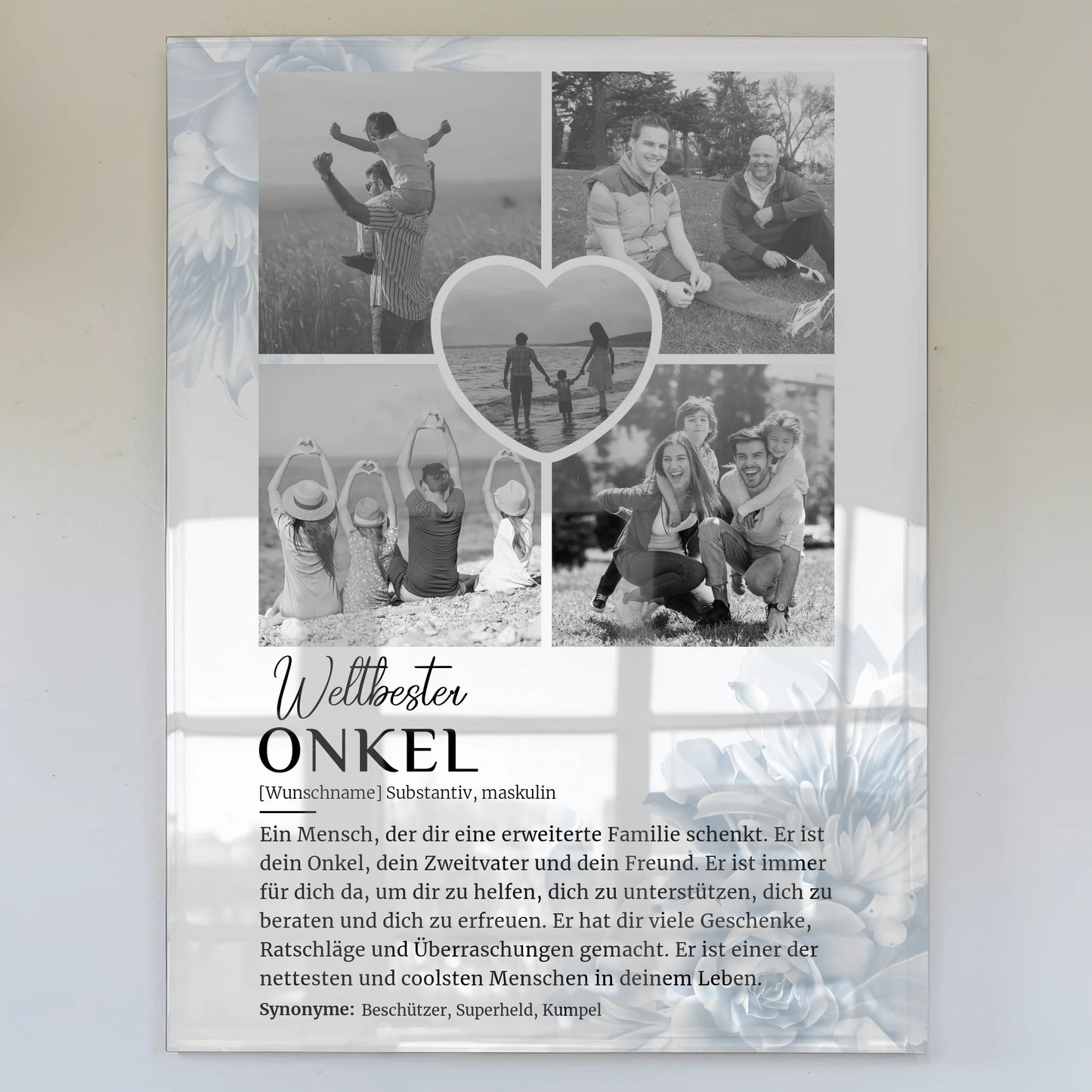 Personalisiertes Acrylglas Bild Definition Onkel 5 Fotos Black & White