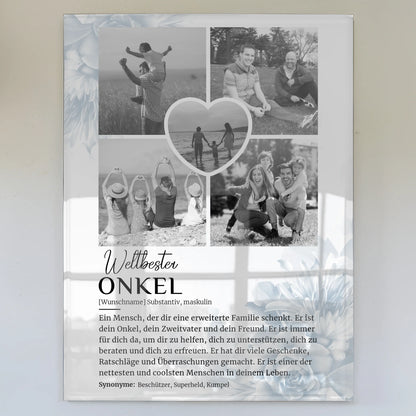Personalisiertes Acrylglas Bild Definition Onkel 5 Fotos Black & White