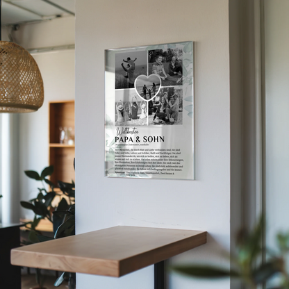 Personalisiertes Acrylglas Bild Definition Papa Sohn 5 Fotos Schwarz Weiß