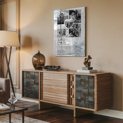 Personalisiertes Acrylglas Bild Definition Onkel 5 Fotos Black & White