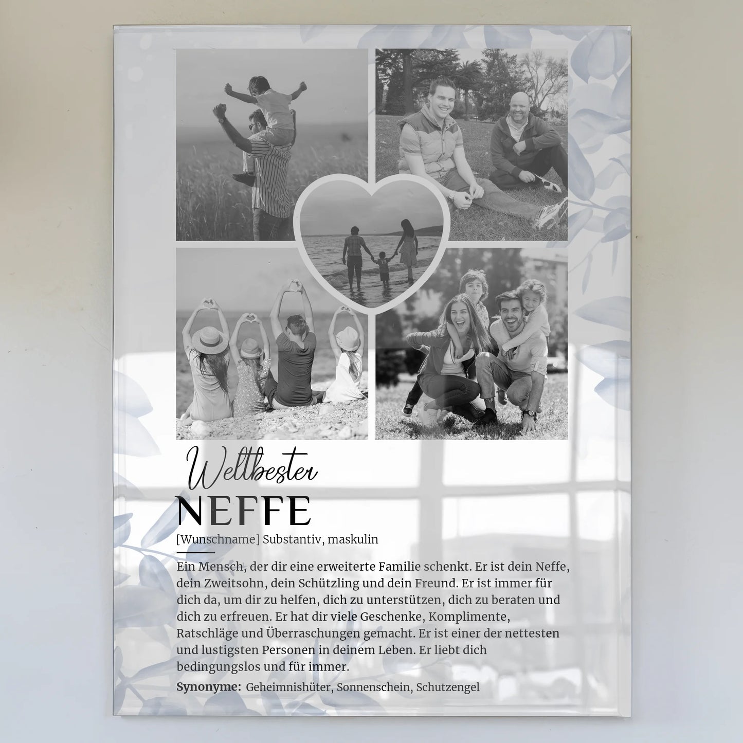 Personalisiertes Acrylglas Bild Definition Neffe 5 Fotos Schwarz Weiß