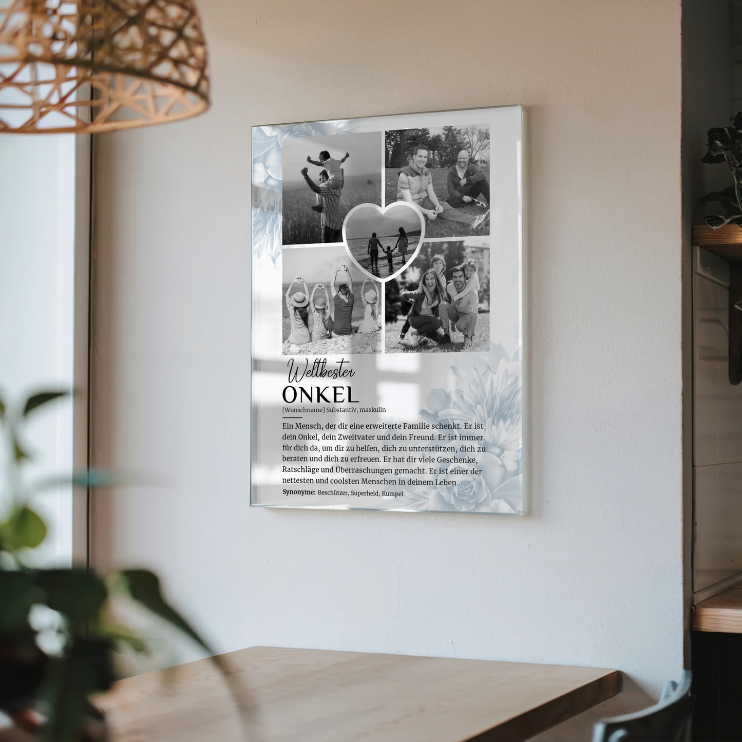 Personalisiertes Acrylglas Bild Definition Onkel 5 Fotos Black & White