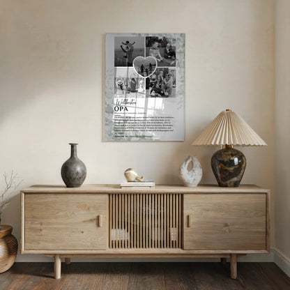 Acrylglas Bild personalisiert Definition Opa mit 5 Fotos Schwarz Weiß Eukalyptus