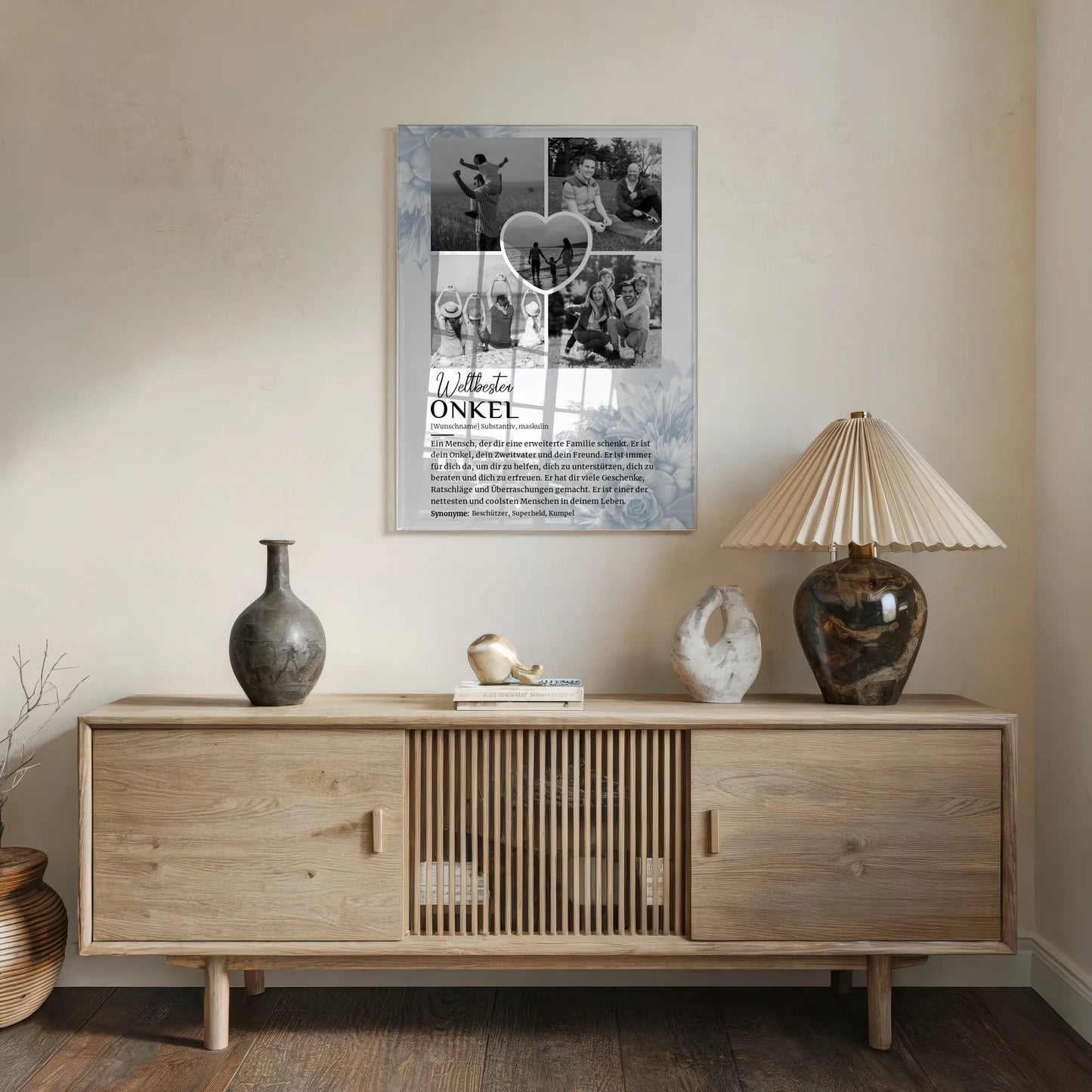 Personalisiertes Acrylglas Bild Definition Onkel 5 Fotos Black & White